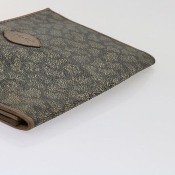 Pre Loved SAINT LAURENT  Clutch Bag Leather nylon 2Set Gray Khaki Auth ar11245 - Picture 6 of 10